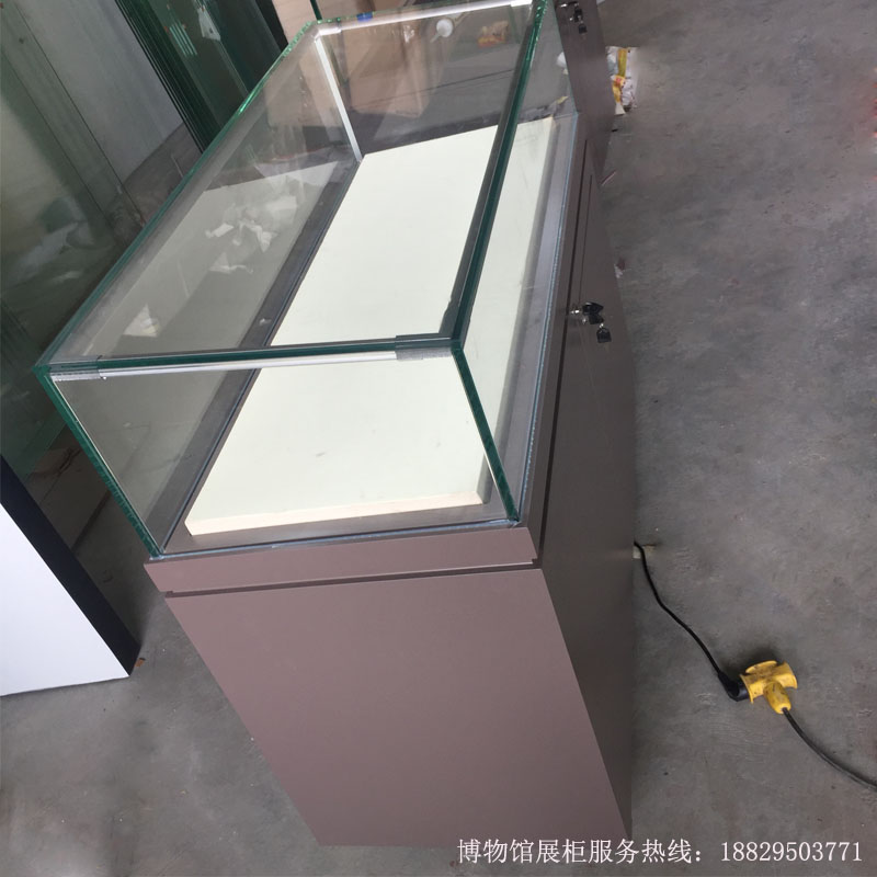博物馆半自动液压掀起恒温恒湿夹胶玻璃文物展示平柜 实创-F010