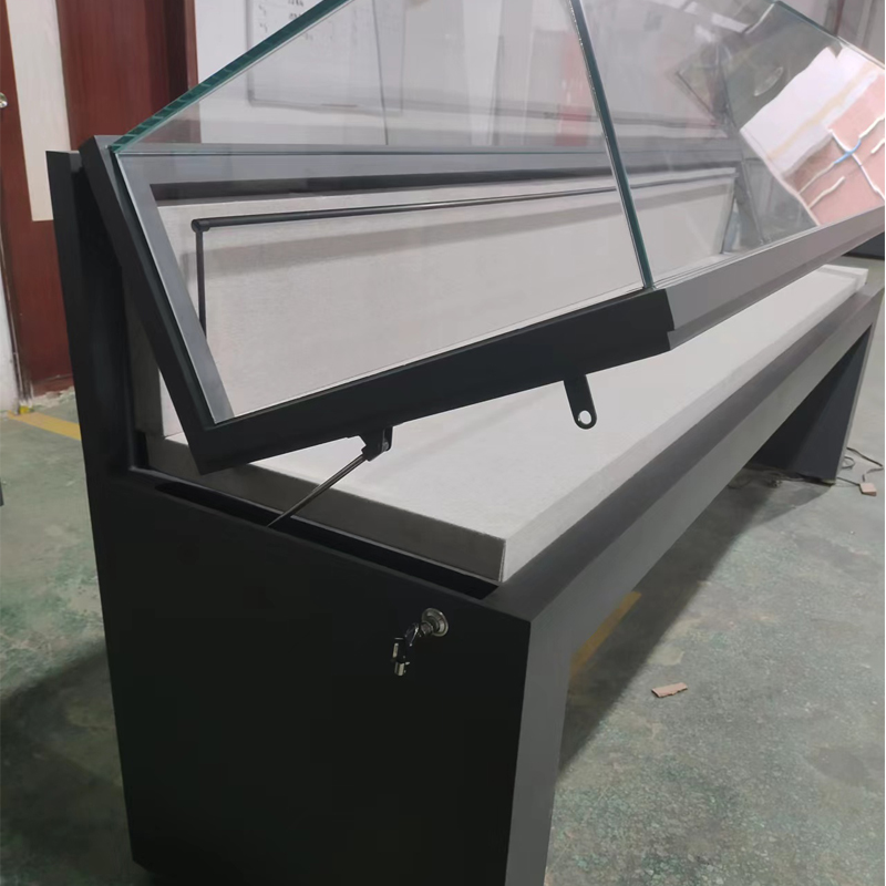 深圳市博物挂展柜博物馆手动掀起超白夹胶玻璃文物展示柜 实创-F014